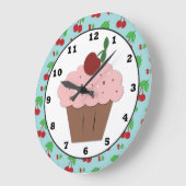 Cherry Cupcake Sweet Wall Clock Große Wanduhr (Winkel)