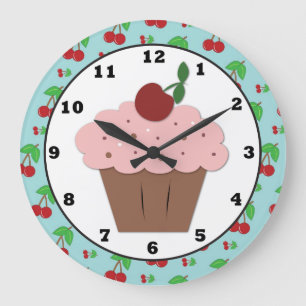 Cherry Cupcake Sweet Wall Clock Große Wanduhr