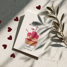 Cherry Cupcake Valentine – Hand-Drawn Dessert Feiertagskarte