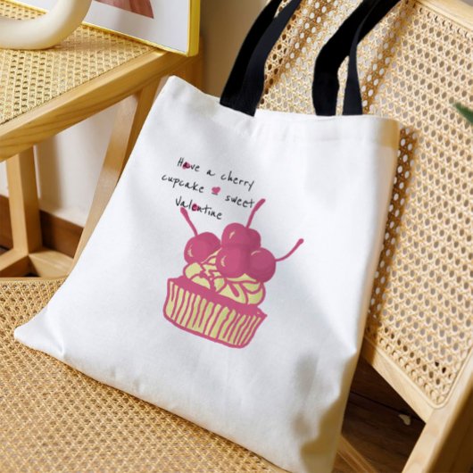 Cherry Cupcake Valentine – Hand-Drawn Dessert Tasche