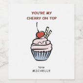 Cherry Cupcake Valentinstag Weinetikett (Einzelnes Label)