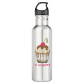 Cherry Cupcake Wasser Flasche - Niedlich rosa rosa Edelstahlflasche (Vorderseite)