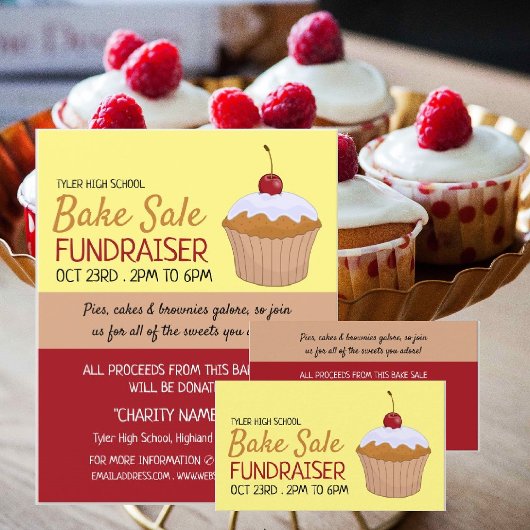 Cherry Cupcake, Wohltätigkeit Bake Sale-Event-Werb Flyer