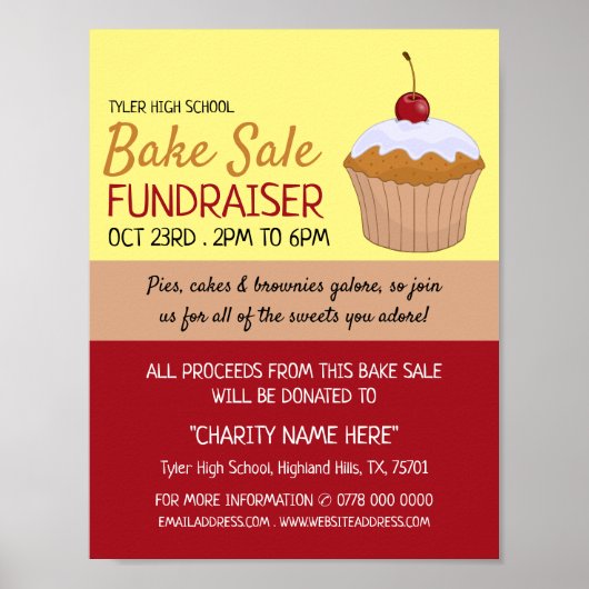 Cherry Cupcake, Wohltätigkeit Bake Sale-Event-Werb Poster (Vorne)