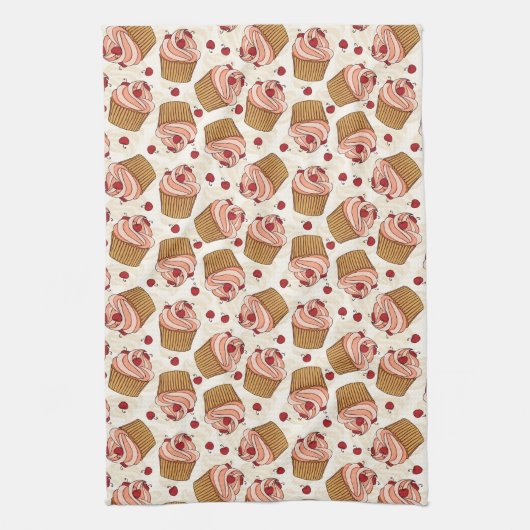 Cherry Cupcakes Geschirrtuch (Vertikal)