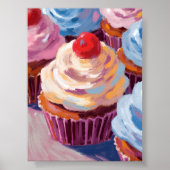 Cherry Cupcakes Happy Birthday Malerei Poster (Vorne)