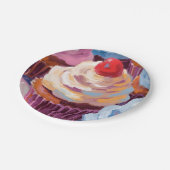 Cherry Cupcakes Happy Birthday Party Pappteller (Schrägansicht)