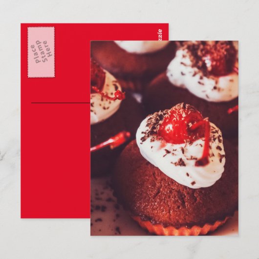 Cherry Cupcakes Postkarte (Vorne/Hinten)