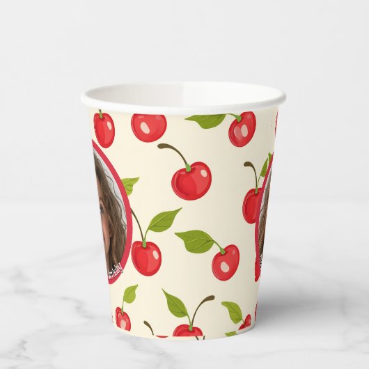 Cherry Custom Foto and name Paper cups Pappbecher (Links)