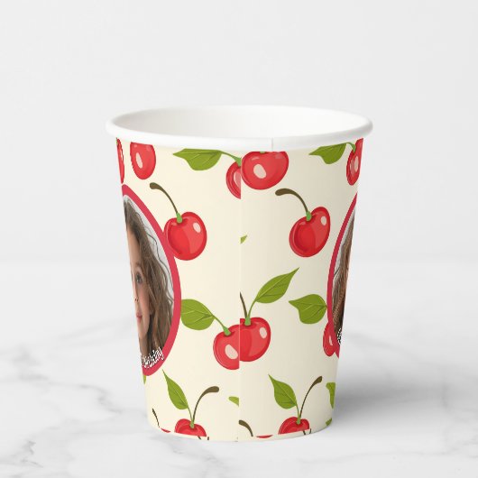 Cherry Custom Foto and name Paper cups Pappbecher (Rechts)