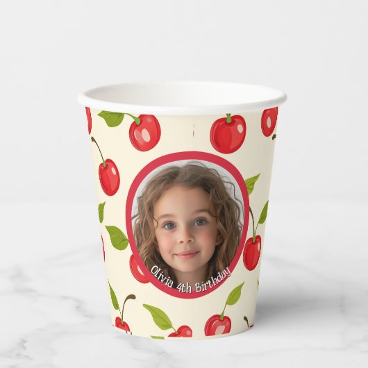 Cherry Custom Foto and name Paper cups Pappbecher (Vorderseite)