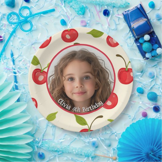 Cherry Custom Foto and name Paper Plate Pappteller (Party)