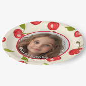 Cherry Custom Foto and name Paper Plate Pappteller (Schrägansicht)