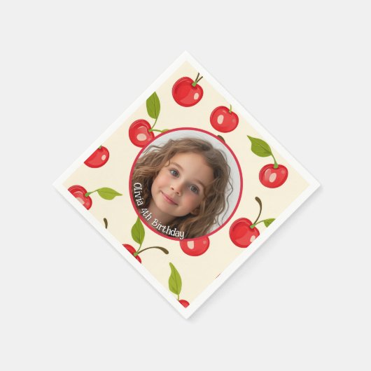 Cherry Custom Foto and name Paper Plate Serviette (Ecke)