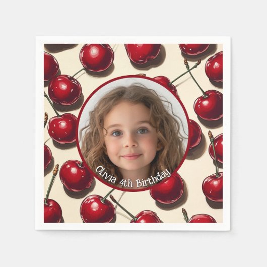Cherry Custom Foto and name Paper Plate Serviette (Vorderseite)