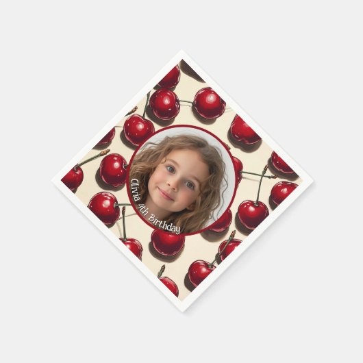 Cherry Custom Foto and name Paper Plate Serviette (Ecke)