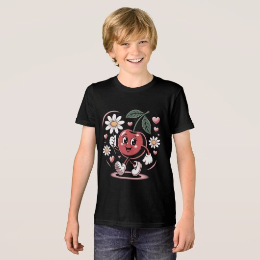 Cherry Delight Mascot - Retro Cherry Character Tri-Blend Shirt (Vorderseite voll)