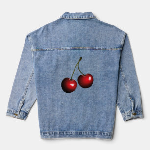 Cherry Denim Jacket Red Sweet Jeansjacke