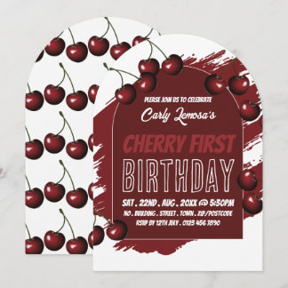 Cherry Design, Cherry First Birthday Einladung