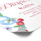 Cherry Diaper Tombola Blue bow Whimsical Poster (Ecke)