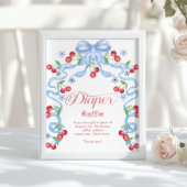 Cherry Diaper Tombola Blue bow Whimsical Poster