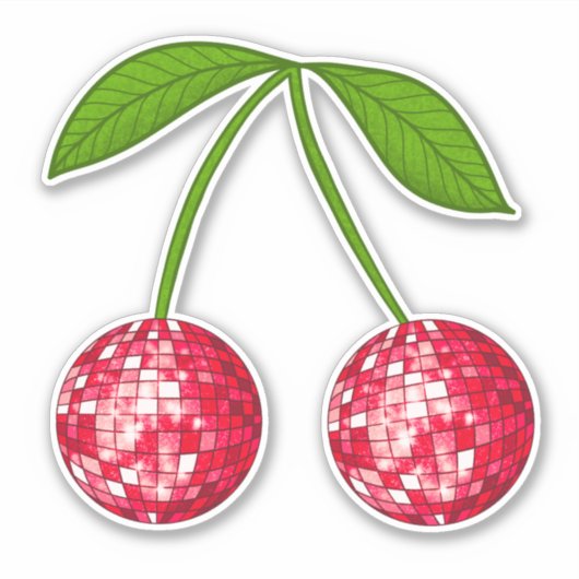Cherry Disco Ball Aufkleber (Vorderseite)
