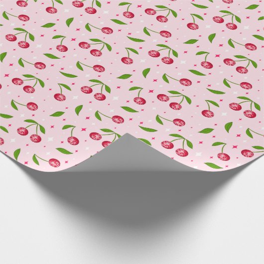 Cherry Disco Ball Pattern Geschenkpapier (Ecke)
