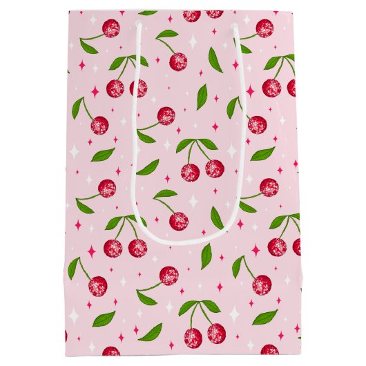 Cherry Disco Ball Pattern Mittlere Geschenktüte (Rückseite)