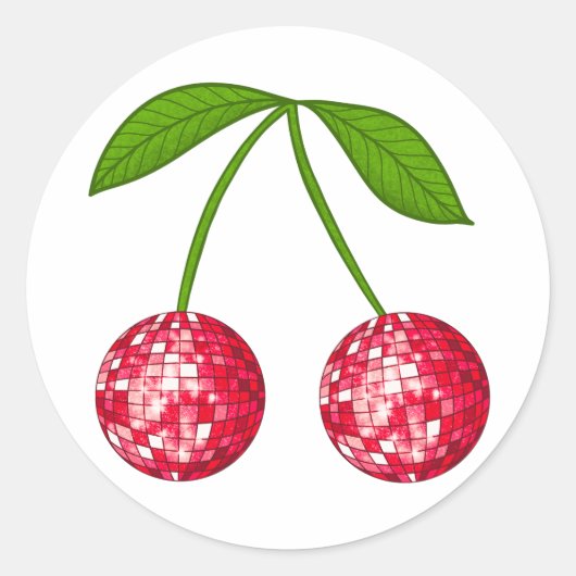 Cherry Disco Ball Runder Aufkleber (Vorderseite)