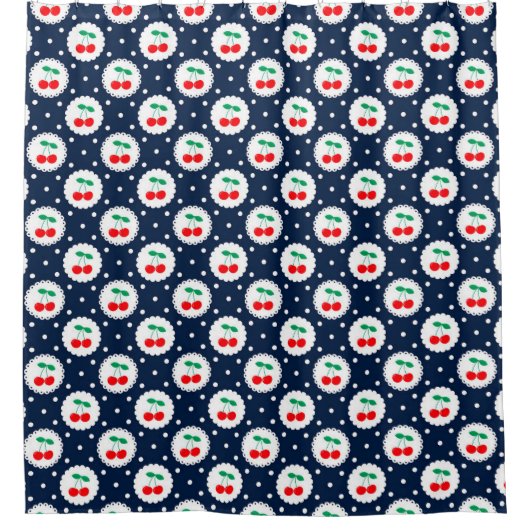 Cherry Dot Pattern - Retro Fruit Gift & Decke Duschvorhang (Vorderseite)