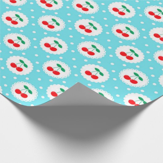 Cherry Dot Pattern - Retro Fruit Gift & Decke Geschenkpapier (Ecke)