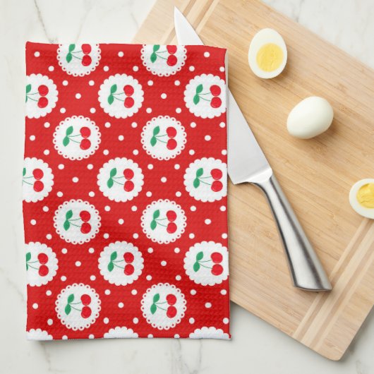 Cherry Dot Pattern - Retro Fruit Gift & Decke Geschirrtuch (Viertel Falte)