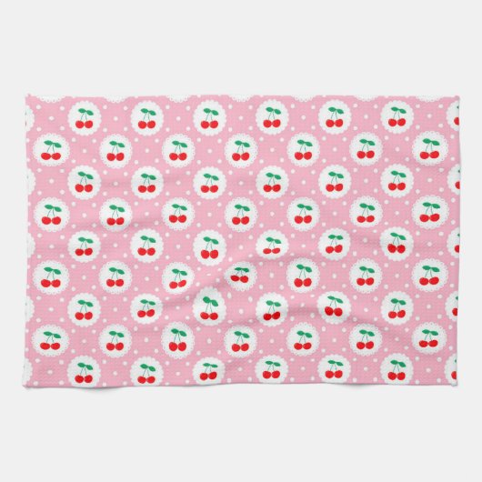 Cherry Dot Pattern - Retro Fruit Gift & Decke Geschirrtuch (Horizontal)