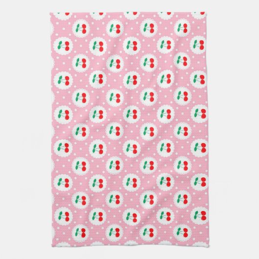 Cherry Dot Pattern - Retro Fruit Gift & Decke Geschirrtuch (Vertikal)