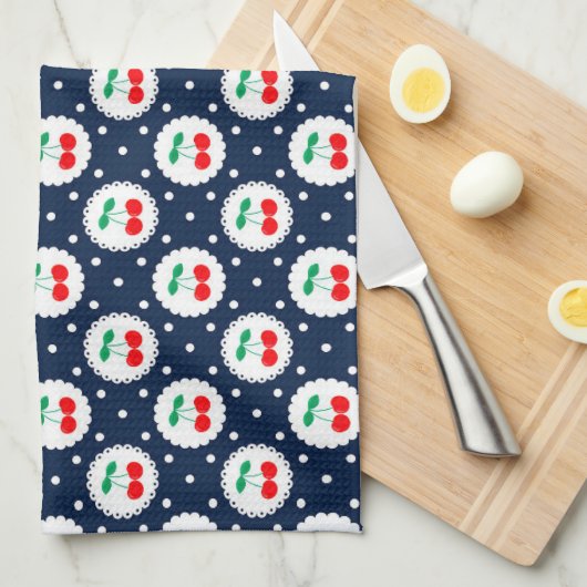 Cherry Dot Pattern - Retro Fruit Gift & Decke Geschirrtuch (Viertel Falte)