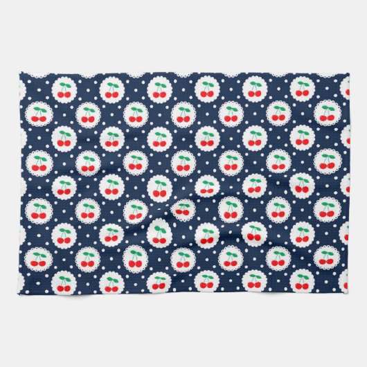 Cherry Dot Pattern - Retro Fruit Gift & Decke Geschirrtuch (Horizontal)