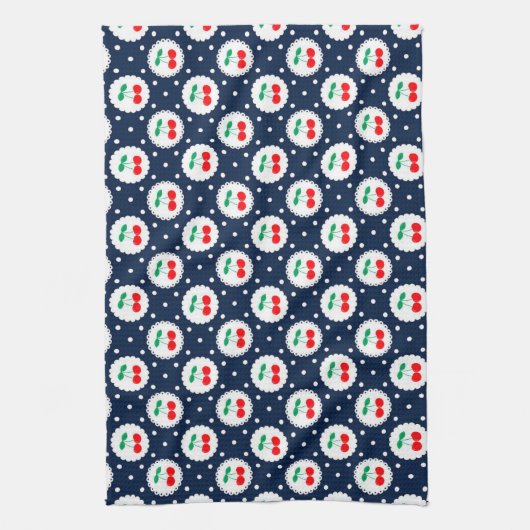 Cherry Dot Pattern - Retro Fruit Gift & Decke Geschirrtuch (Vertikal)