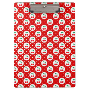 Cherry Dot Pattern - Retro Fruit Gift & Decke Klemmbrett