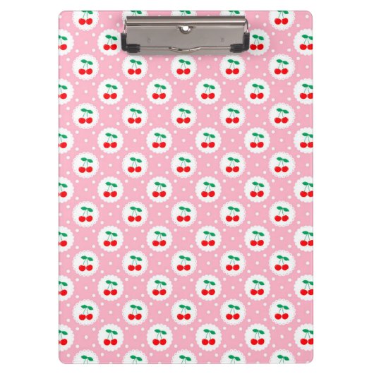 Cherry Dot Pattern - Retro Fruit Gift & Decke Klemmbrett (Vorderseite)