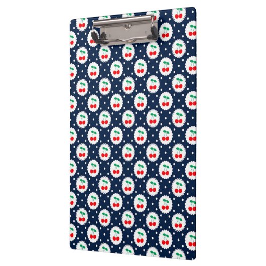 Cherry Dot Pattern - Retro Fruit Gift & Decke Klemmbrett (Links)