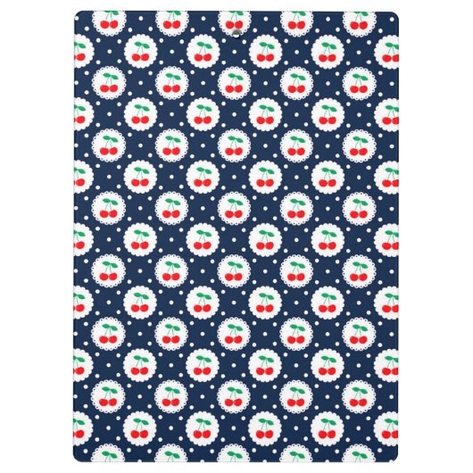 Cherry Dot Pattern - Retro Fruit Gift & Decke Klemmbrett (Rückseite)
