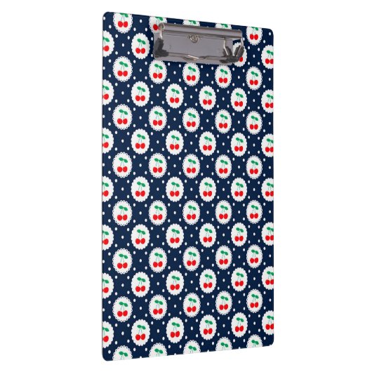 Cherry Dot Pattern - Retro Fruit Gift & Decke Klemmbrett (Rechts)