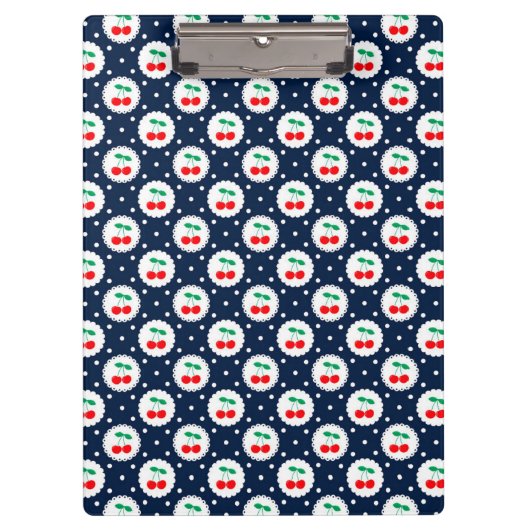 Cherry Dot Pattern - Retro Fruit Gift & Decke Klemmbrett (Vorderseite)