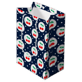 Cherry Dot Pattern - Retro Fruit Gift & Decke Mittlere Geschenktüte