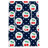 Cherry Dot Pattern - Retro Fruit Gift & Decke Mittlere Geschenktüte (Vorderseite)