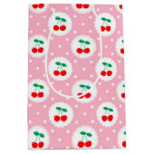 Cherry Dot Pattern - Retro Fruit Gift & Decke Mittlere Geschenktüte (Vorderseite)