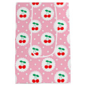 Cherry Dot Pattern - Retro Fruit Gift & Decke Mittlere Geschenktüte (Rückseite)