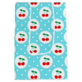 Cherry Dot Pattern - Retro Fruit Gift & Decke Mittlere Geschenktüte (Rückseite)
