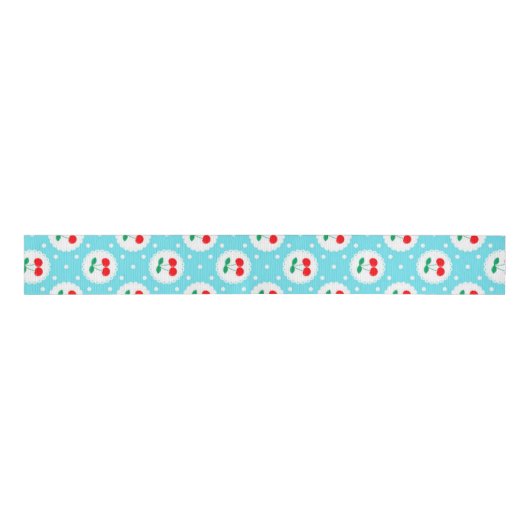 Cherry Dot Pattern - Retro Fruit Gift & Decke Ripsband (Vorderseite)