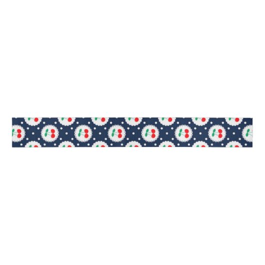 Cherry Dot Pattern - Retro Fruit Gift & Decke Ripsband (Vorderseite)